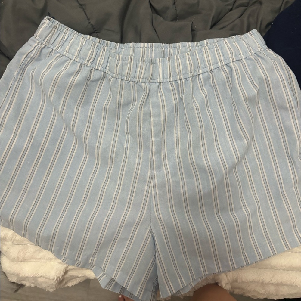 Light Blue Striped Women's Shorts